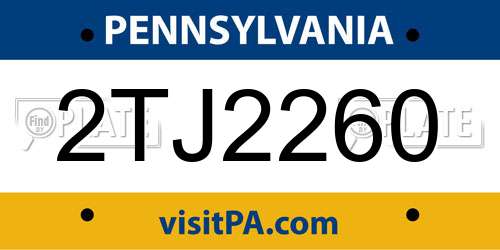 2TJ2260 Pennsylvania License Plate