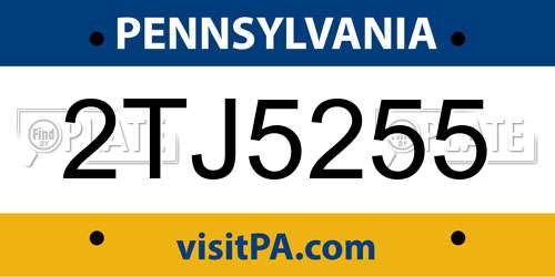 2TJ5255 Pennsylvania License Plate