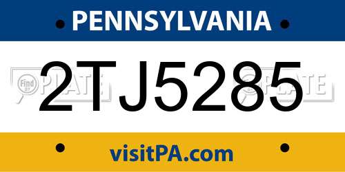 2TJ5285 Pennsylvania License Plate
