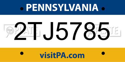 2TJ5785 Pennsylvania License Plate