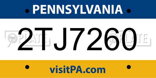 2TJ7260 Pennsylvania License Plate