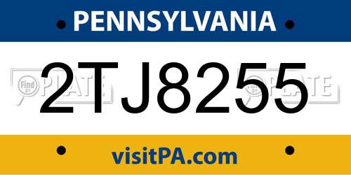 2TJ8255 Pennsylvania License Plate