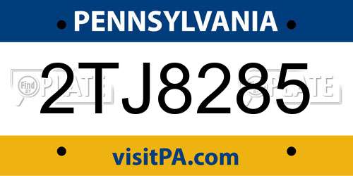 2TJ8285 Pennsylvania License Plate