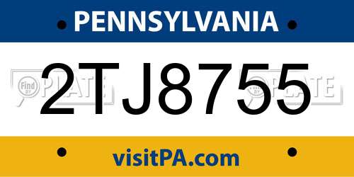 2TJ8755 Pennsylvania License Plate