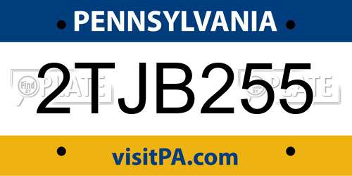 2TJB255 Pennsylvania License Plate