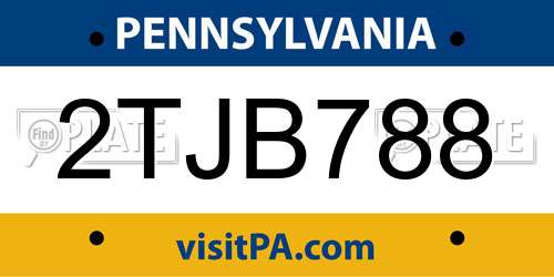 2TJB788 Pennsylvania License Plate