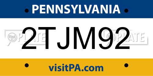 2TJM92 Pennsylvania License Plate