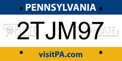 2TJM97 Pennsylvania License Plate