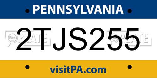 2TJS255 Pennsylvania License Plate