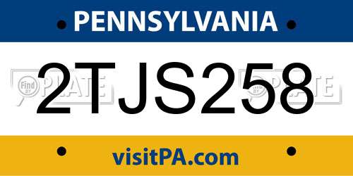 2TJS258 Pennsylvania License Plate