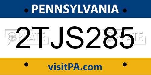 2TJS285 Pennsylvania License Plate