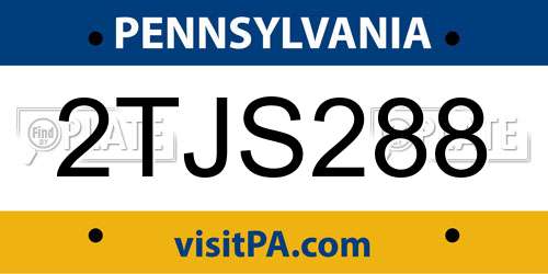 2TJS288 Pennsylvania License Plate