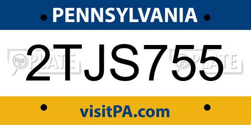2TJS755 Pennsylvania License Plate
