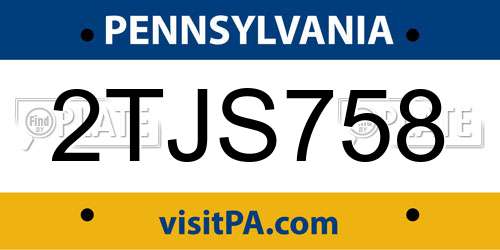 2TJS758 Pennsylvania License Plate
