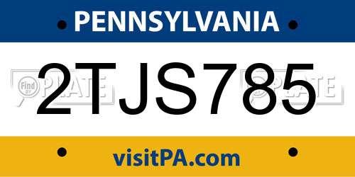2TJS785 Pennsylvania License Plate