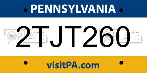 2TJT260 Pennsylvania License Plate