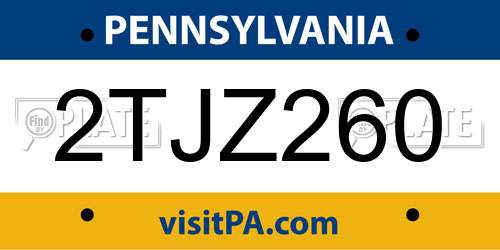 2TJZ260 Pennsylvania License Plate
