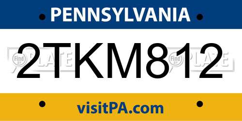 2TKM812 Pennsylvania License Plate
