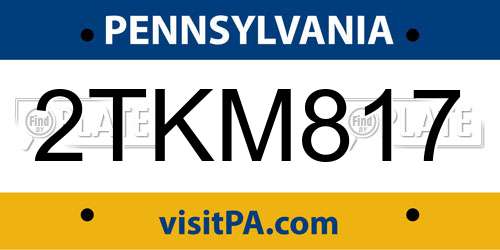 2TKM817 Pennsylvania License Plate