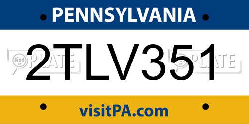 2TLV351 Pennsylvania License Plate