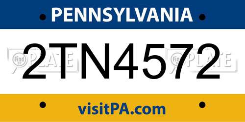 2TN4572 Pennsylvania License Plate
