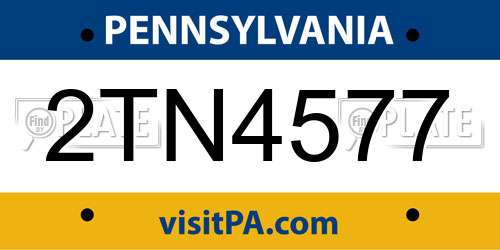 2TN4577 Pennsylvania License Plate