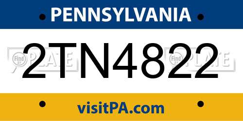 2TN4822 Pennsylvania License Plate