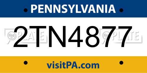 2TN4877 Pennsylvania License Plate