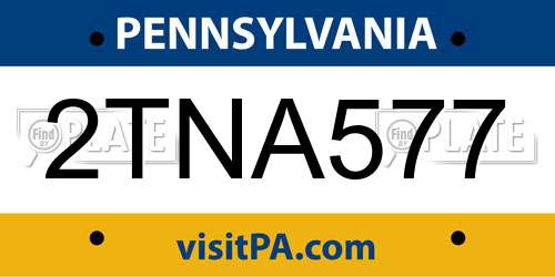 2TNA577 Pennsylvania License Plate