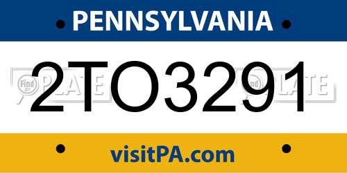 2TO3291 Pennsylvania License Plate