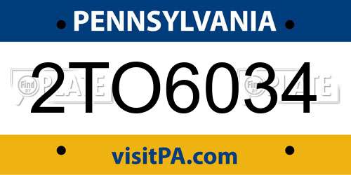 2TO6034 Pennsylvania License Plate