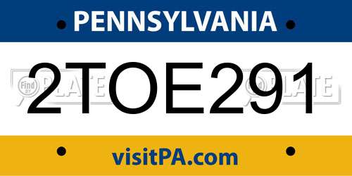 2TOE291 Pennsylvania License Plate