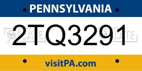 2TQ3291 Pennsylvania License Plate