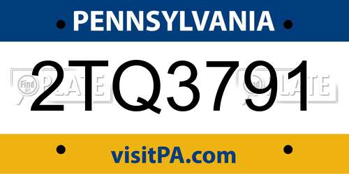 2TQ3791 Pennsylvania License Plate