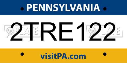 2TRE122 Pennsylvania License Plate