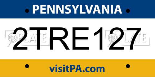 2TRE127 Pennsylvania License Plate