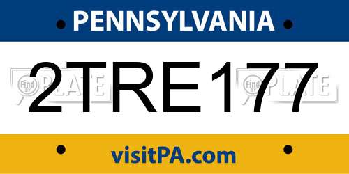 2TRE177 Pennsylvania License Plate