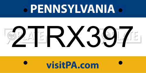 2TRX397 Pennsylvania License Plate