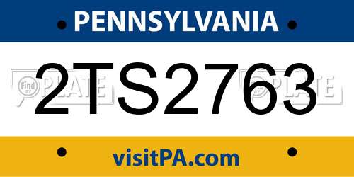 2TS2763 Pennsylvania License Plate