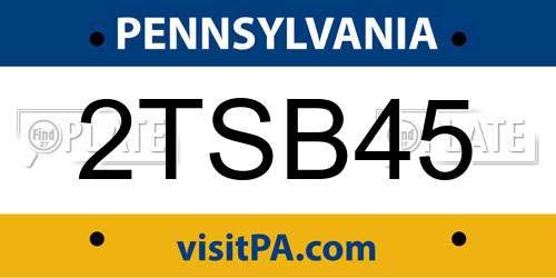 2TSB45 Pennsylvania License Plate