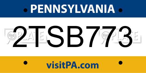 2TSB773 Pennsylvania License Plate
