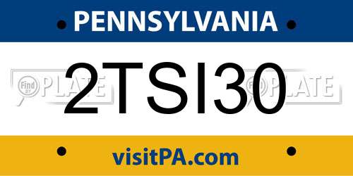 2TSI30 Pennsylvania License Plate