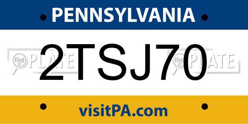 2TSJ70 Pennsylvania License Plate