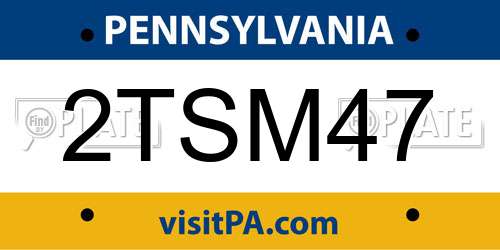 2TSM47 Pennsylvania License Plate