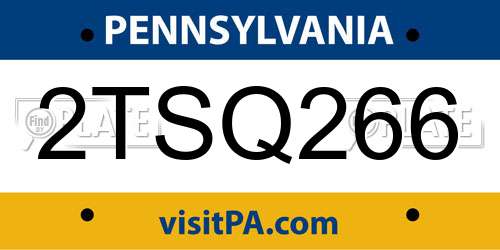 2TSQ266 Pennsylvania License Plate