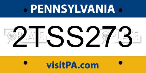 2TSS273 Pennsylvania License Plate