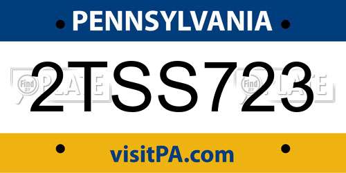 2TSS723 Pennsylvania License Plate
