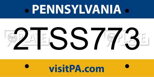 2TSS773 Pennsylvania License Plate