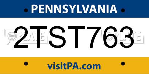 2TST763 Pennsylvania License Plate