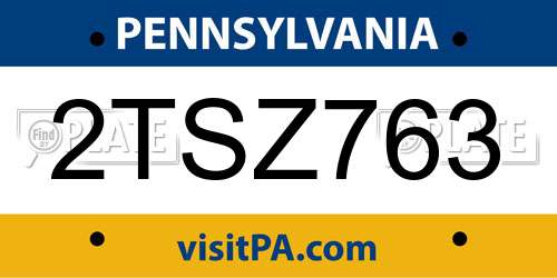 2TSZ763 Pennsylvania License Plate